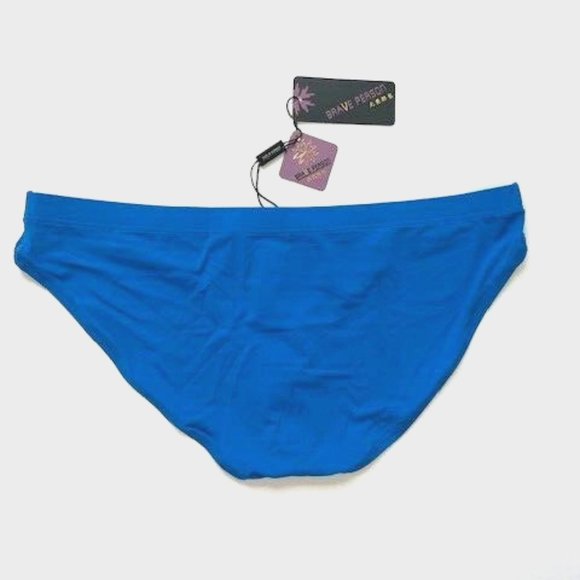 "Brave Person" Men's Swim Bikini Brief - Blue (BP9791-BL) Contoured Pouch - Picture 9 of 10